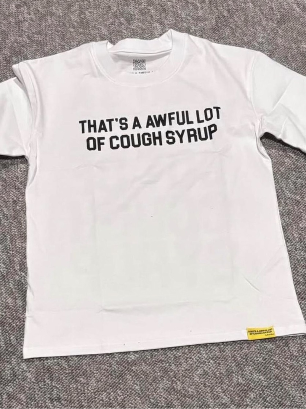 White Graphic Short Sleeve Tee with Black Text